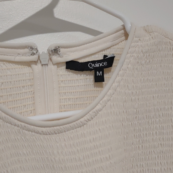 Quince long sleeved cream blouse, zippered back, sheer sleeves - M - Picture 9 of 12